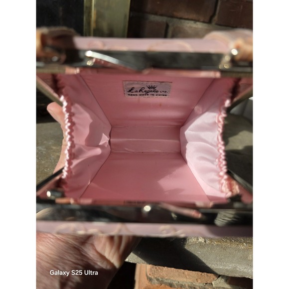 Vintage La Regale Pink Embroidered Purse Satin Clutch Evening Formal Balletcore - Picture 10 of 10
